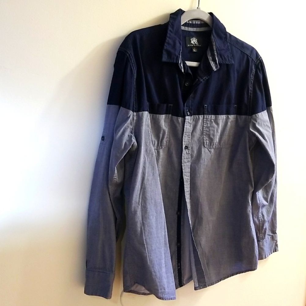 Rock & Republic M button down two tone color block